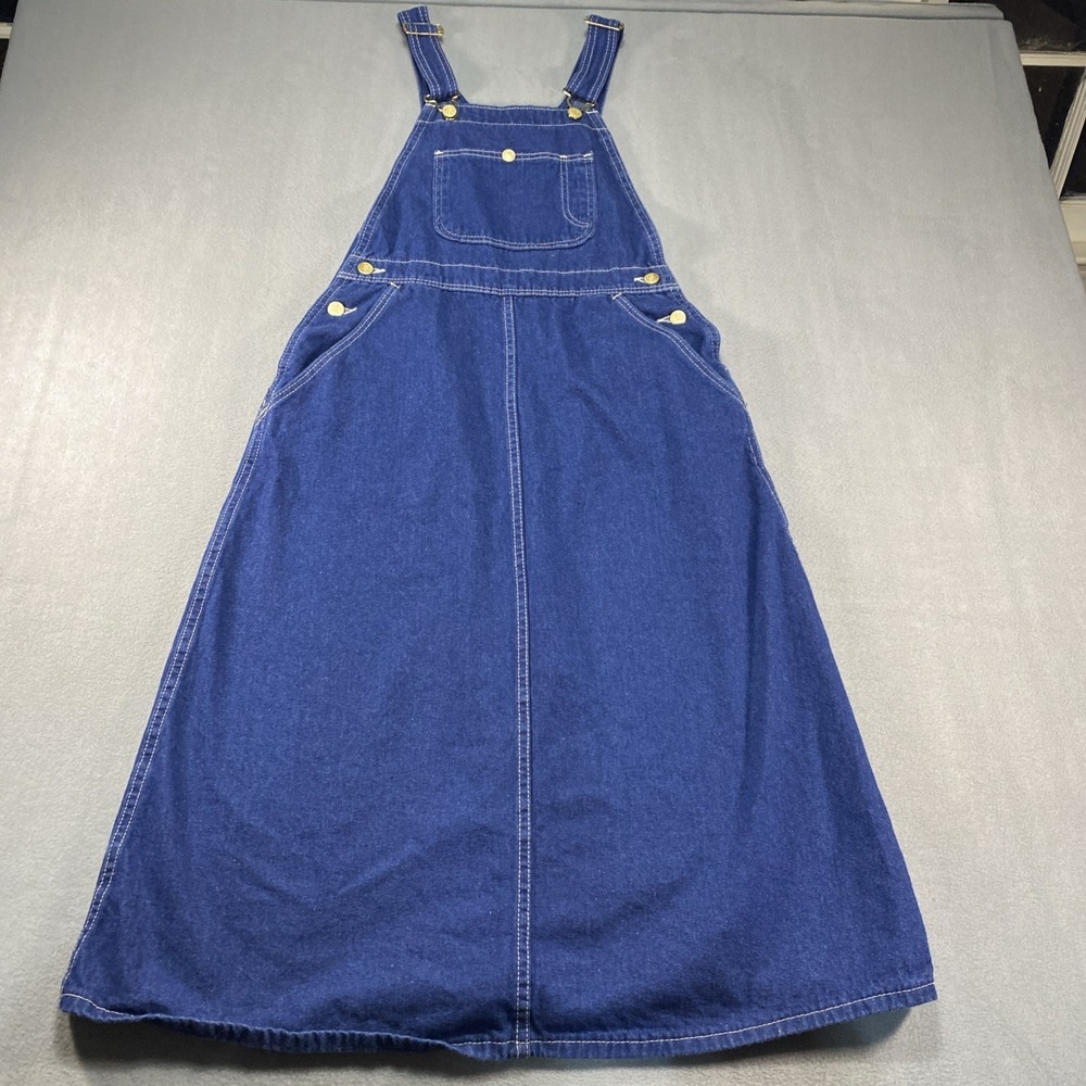 Pointer Brand Denim Overall Dress Pinafore Midi Dark Wash Vintage Size 9 Western